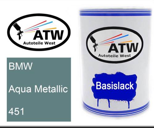 BMW, Aqua Metallic, 451: 500ml Lackdose, von ATW Autoteile West.